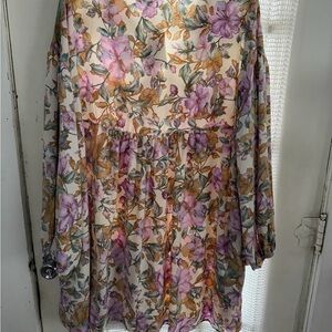 Entro Floral Print V-Neck Babydoll Dress